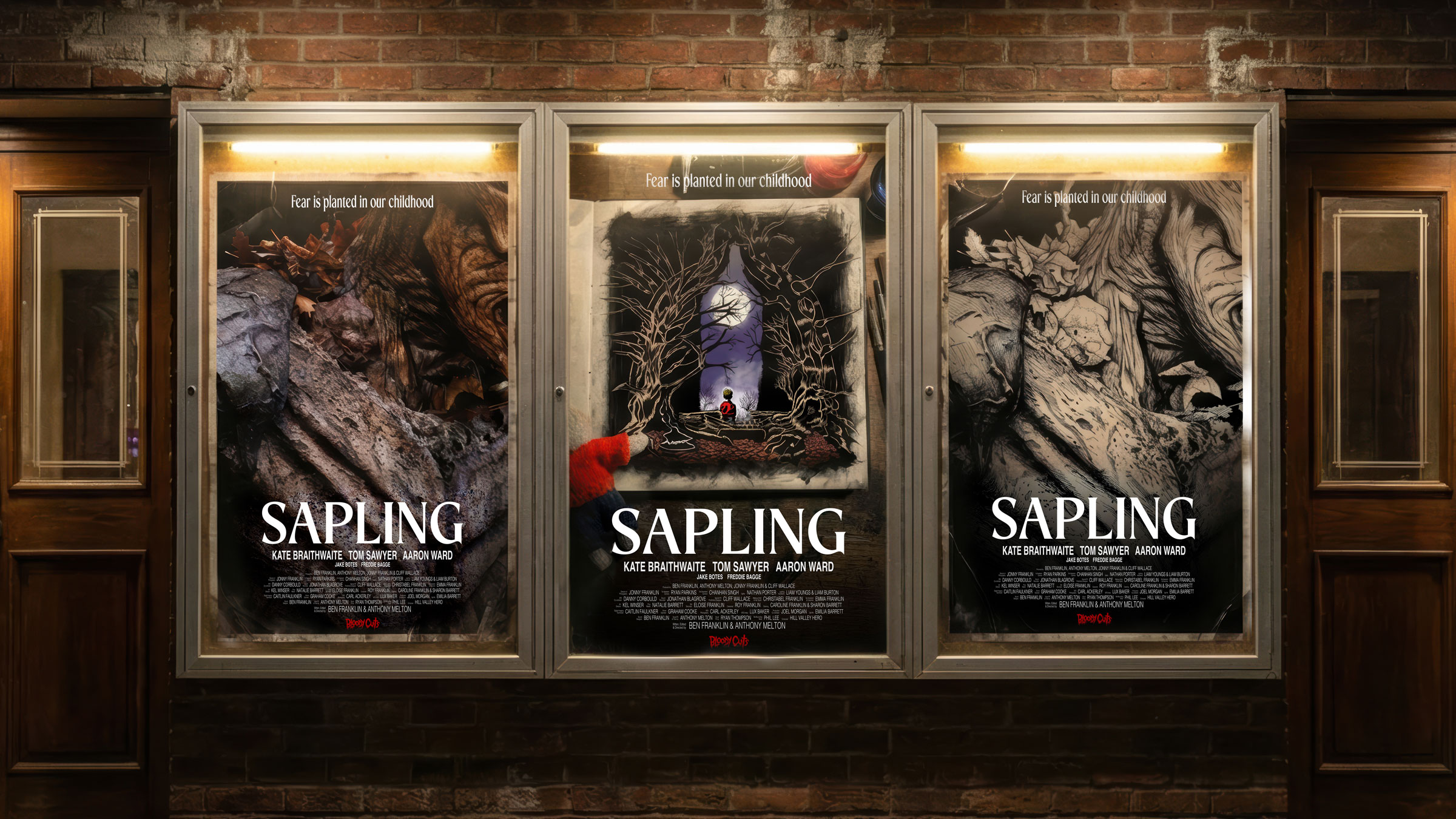 Bloody Cuts - Sapling poster mockups - Photography by Carl Ackerley, Illustration by Kel Winser